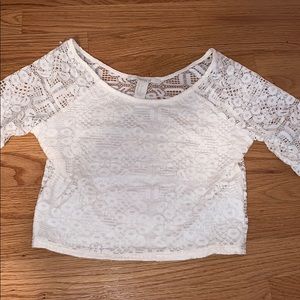 White Crochet Designed Crop Top